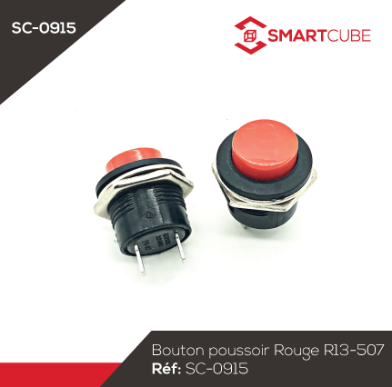 Bouton poussoir Rouge R13-507 16mm – SMART CUBE
