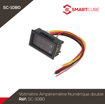 Voltmètre Ampèremètre Numérique double DC 0-100 V 10A – SMART CUBE